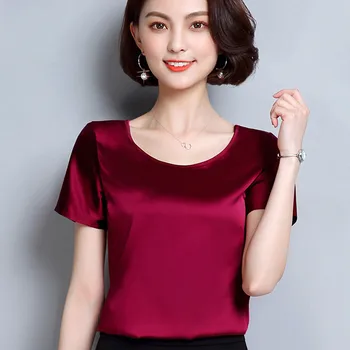 Nova Korejska Moda Blusas Mujer 2019 Ljeto kratkih Rukava Plus Veličina Majice, Ženske bluze Svakodnevne Bordo-zeleni ženske Majice