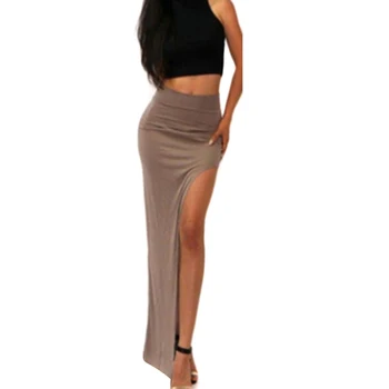 Nova Moda Šarmantan, Seksi Žene Dama Duge Suknje Otvorena Bočna Suknju s Prorezom Dugi Visoki Struk S visokim Prorezom Maxi Suknja Crna