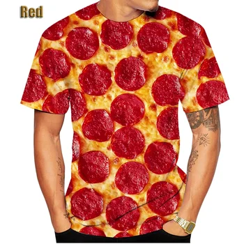 Nova Popularna Ljetna hrana je Pizza sa slaninom Zabavna majica sa 3D ispis Ženska/muška Svakodnevni kratkih rukava Obiteljska Moda Majice brze hrane