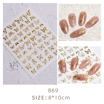Novi 1 Set nail Art Бронзирующий Laserski Mačka Oko Leptir 3D Šuplje Zlatna Boja DIY Super Flash Holografska Naljepnica za nokte Ukras