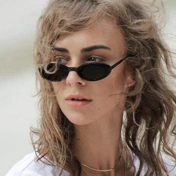 Novi Retro ovalne naočale za žene je Brand Vintage hip-hop Mala okvira Sunčane naočale Prozirna Crna crvena UV400 naočale