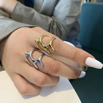 Novi trend Zlato Srebro Boja Vintage Elegantne Nepravilnog Šuplje Grane Podesivi Prsten za žene Naftnih Večernje nakit Modni prsten