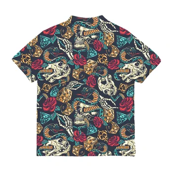 OGKB Novi 3D print Majice na zakopčane sa zmijom i lubanjom Za muškarce Ljetnim kvalitetne majice horor kratkih rukava hip-hop Harajuku Top Izravna isporuka