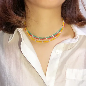 Ogrlice za žene s boem u boji kristalne ogrlicom od ručno beaded lanac za ключиц boji nakit ogrlice nakit veleprodaja