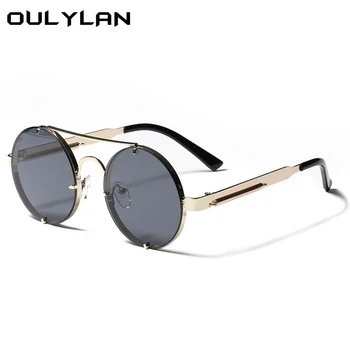 Oulylan Klasični STEAMPUNK Okrugle sunčane naočale za žene i za muškarce Starinski brand Metalne Sunčane naočale Nijanse Ženske naočale UV400