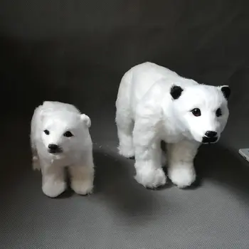 Par se simulacijom s igračkama polarnog medvjeda ručni rad od smole i krzna, lutke bijelog polarnog medvjeda, dar 0971