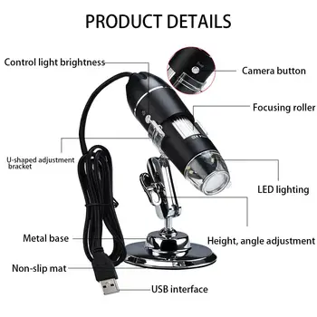 Podesivi 1600X 8 LED Digitalni Mikroskop Ručni Prijenosni Digitalni USB-Povećalo E-Povećanje HD Endoskop za WIN7