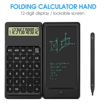 Prijenosni Sklopivi Kalkulator LCD ploča Za Pisanje Digitalni blok Za crtanje 12-znamenkasti Display s Funkcijom za zaključavanje Gumba za Brisanje Olovka