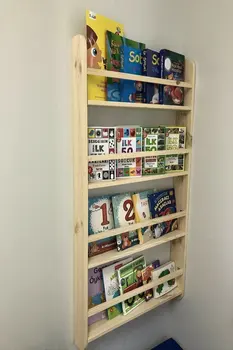 Prirodni drveni bookshelf za Djevojke Dječaka Dječja soba Kuhinja Ukrasni Dizajn Organizator Za Pohranu Zidne Police 2021