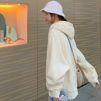 Sa šeširom Hoodies munje Ženske trendy proljetne Харадзюку Slatka japanski džepove Jednostavne Lijepe Nježne munje Elegantne besplatne univerzalne