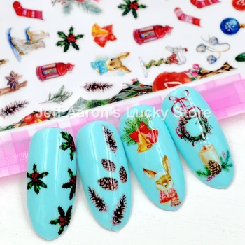 Samoljepljive Božićne naljepnice za nokte, naljepnice za ukrašavanje noktiju, umjetni pribor za nokte pauk Djed Mraz Snjegović Jelen