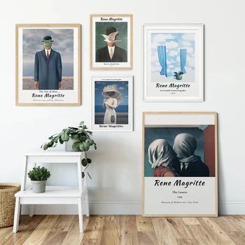 Sažetak Poznati Izložbeni Plakat Rene Magritte Nadrealizam Umjetnost Zidne Slike na Platnu Slikarstvo Ispis za Dnevni boravak Kućni Dekor