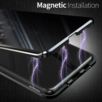 Sigurnosni Magnetski torbica sa zaštitom od voajerski za Samsung Galaxy S21 Ultra S20 FE S10e S9 S8 Plus Napomena 20 10 9 8 Torbica s dvostrukim bočnim staklom