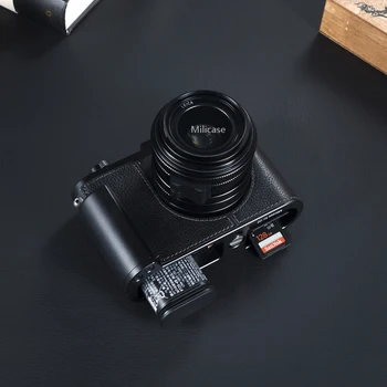 Skladište od prave kože, Pola, Torbica Metalna Ručka Lastin Rep Ugrađena Ploča za Leica Q2 Crna, Smeđa