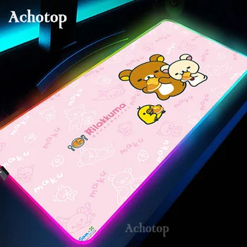 Slatka rilakkuma led Gaming podloga za miša RGB Veliki Poklopac Tipkovnice Gumeni Tepih za miša kliknite Computer Tepih Stolni Tepih za PC Gaming podloga za miša