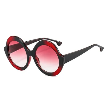 SO&EI Modni sjajne Okrugle Kontrastne boje Luksuzne Ženske sunčane naočale Retro Trend gradijent ispunjava naočale Gospodo nijanse UV400 Sunčane naočale