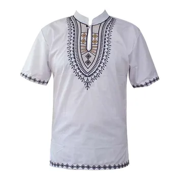 Summer Wear saree Ethnic Embroidery india Dashiki Tops Mandarin Collar African Shirts muslimanska muška majica