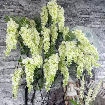 SunMade 3 Vilice Visoka Imitacija Veliki Cvjetovi Glicinije Kućni Svadbena Dekoracija Vrta Zidni Dekor Flores Umjetna Jesen