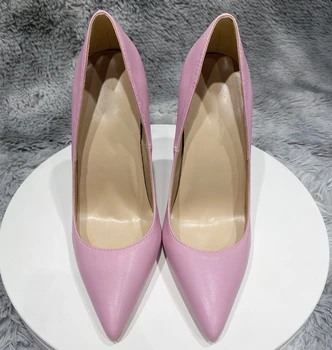 Tikicup Svijetlo roza mat ženske cipele na visoku petu s oštrim vrhom, elegantan ženski čvrste cipele-brod na ukosnica, cipele Vjenčanje za djeveruše
