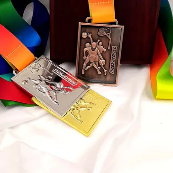 Trg Nova Metalna medalja Medalje Utakmice Značke Suveniri Košarku, Atletske Zlatne Medalje sa trakom u boji Školski sportski Metal