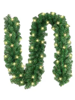 Umjetna Pine Гирлянда 8,86 Ft Zelena Umjetno Osvijetljeni Božićno Гирлянда Za Unutarnju I Vanjsku Dekoraciju Sa 30 Led Žaruljama F