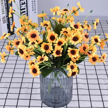 Umjetne biljke 30 cm,jedan je Buket od 22 Malih Suncokreta,osnovna vaza,Пасторальное ukras DIY,vjenčanje cvjetnih aranžmana na pozadini