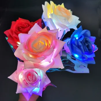 Umjetni cvijet je ružičaste Svilene tkanine LED Lampica Valentinovo Božićno vjenčanje prijedlog Stranke u zatvorenom prostoru Подарочное ukras