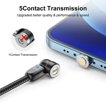USLION 540 Rotirajući Magnetski Kabel 3A Brzo Punjenje Kabel Micro USB Type C Za iPhone Xiaomi Magnetsko Punjač Telefonski Kabel Za prijenos Podataka