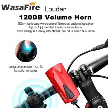 WasaFire T6 LED Biciklistička Fenjer USB Punjiva Bicikl Prednja Svjetla Daljinski Zvučni signal za prednja Svjetla Upozorenje o Sigurnosti Biciklizam Zvučnik Lampe