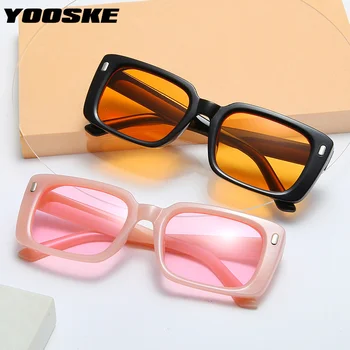 YOOSKE Pravokutni sunčane naočale za žene 2022 Elitni brand Dizajner Berba Male Sunčane naočale Za muškarce crna ružičaste Naočale nijanse UV400