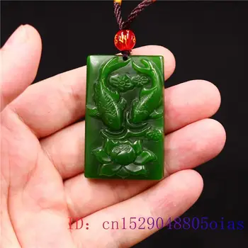 Zeleni Žad Šaran Privjesak Za žene Prirodnog Klesanog Jadeit Darove Dragulj Ogrlica Nakit Kineski Modni Šarm Riblji Amulet