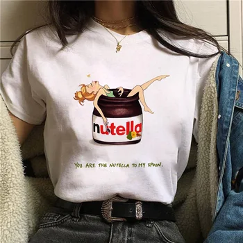 Ženska t-shirt s po cijeloj površini Nutella 90-ih s maslacem od kikirikija Harajuku Vouge 2021 t-shirt s grafičkim uzorkom, slatka хипстерский top u korejskom stilu, majice