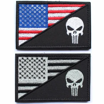 Нашивки na lubanju нашивка милитари Američki SAD-a Tanka plava linija Vezeni ikone za torbe za odjeću s kukom i petljom