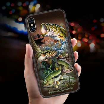 Ribolov Pastrmka Morska riba Torbica za telefon Torbica za iphone 5 5s se 2 6 6 s 7 8 12 mini plus X XS XR 11 PRO MAX crna 3D soft коке